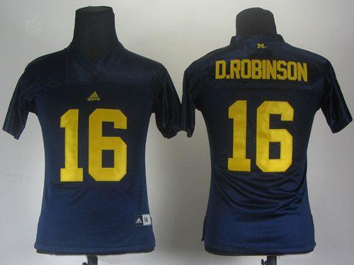 Wolverines #16 Denard Robinson Blue Women's Stitched NCAA Jersey